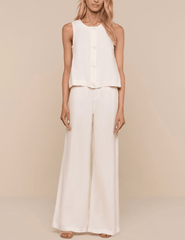 L'AGENCE Foster Sleeveless Linen Top in Vintage White