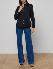L'AGENCE Ellery Long Sleeve Button Blouse