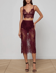 L'Agence - PRE-ORDER-L'AGENCE Aislin Lace Bralette Top in Dark Port - Buy Online