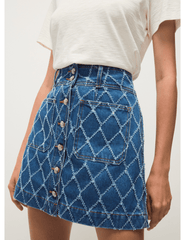 PRE-ORDER- Veronica Beard Moxie Textured Denim Mini Skirt