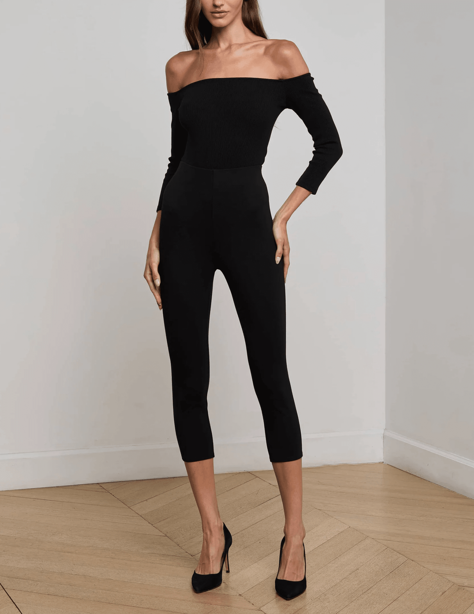 L'Agence - L'AGENCE Evelyn Off Shoulder Bodysuit in Black - Buy Online