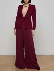 L'Agence Chamberlain Knit Blazer in Dark Port