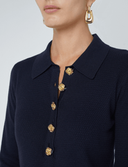 L'Agence Sterling Collared Embellished Sweater