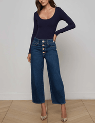 L’AGENCE Liora High Rise Cropped Jean in Rampart