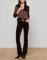 L'AGENCE Dani Three Quarter Sleeve Blouse in Coffee Bean