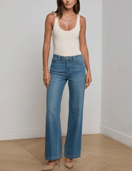 L’AGENCE Scottie High Rise Wide Leg Jeans in Fargo