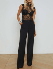 L'AGENCE Tours Sleeveless Lace Tank in Black