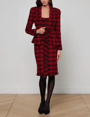 PRE-ORDER-L'AGENCE Kaisley Tweed Blazer in Red Black Houndstooth
