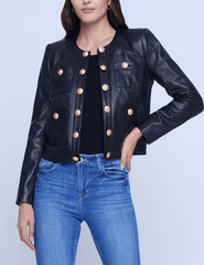 CORE-L'Agence Jayde Collarless Leather Jacket