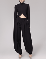 PRE-ORDER-Giuseppe Di Morabito Cropped Curved Hem Blazer in Black