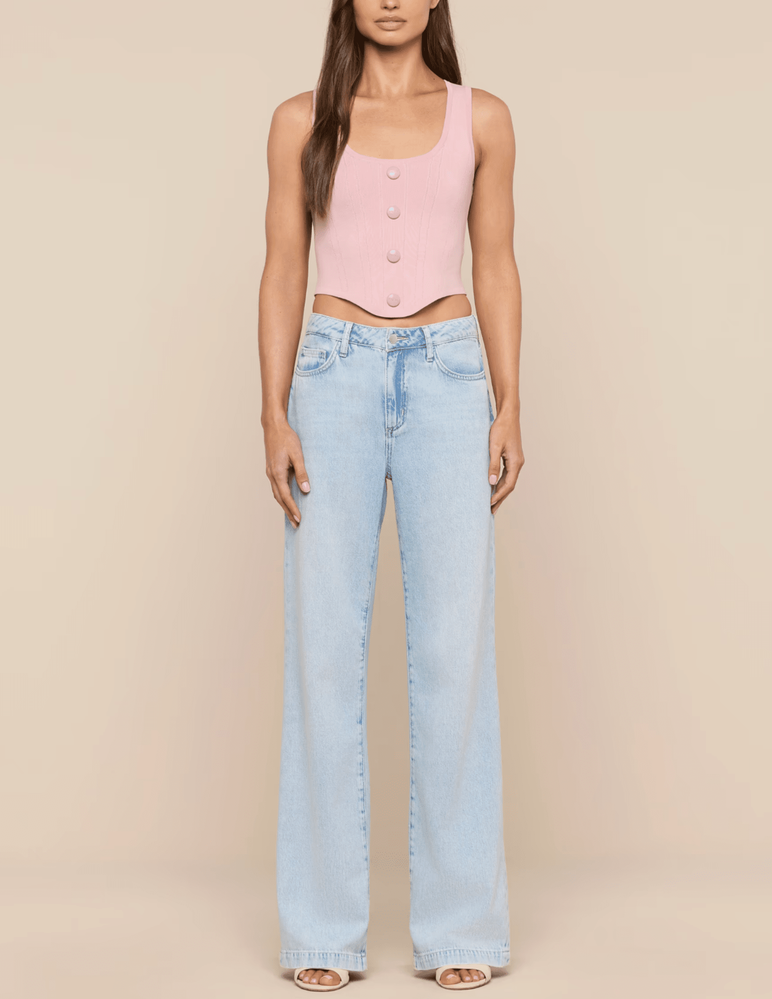 L'Agence - PRE-ORDER-L'AGENCE Dove Knit Corset Top in Misty Rose - Buy Online