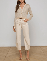 L'AGENCE Blanca Sequin Cropped Sequin Cardigan