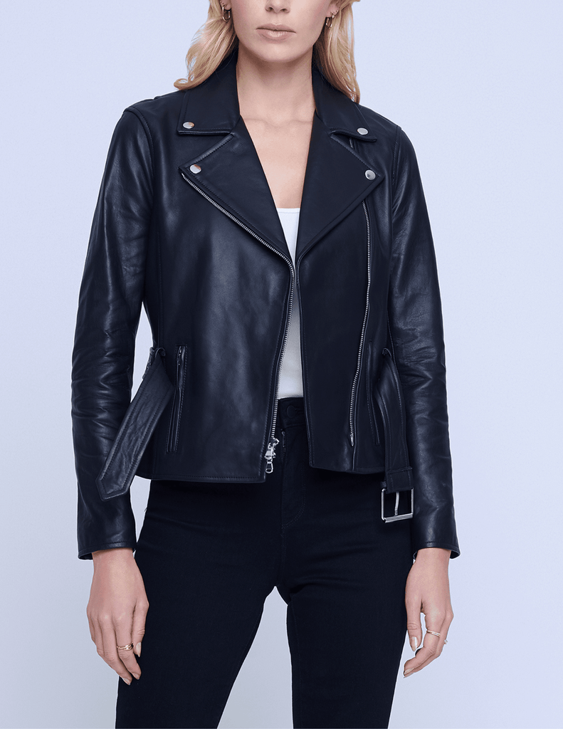 L'Agence Teo Belted Leather Leather Jacket