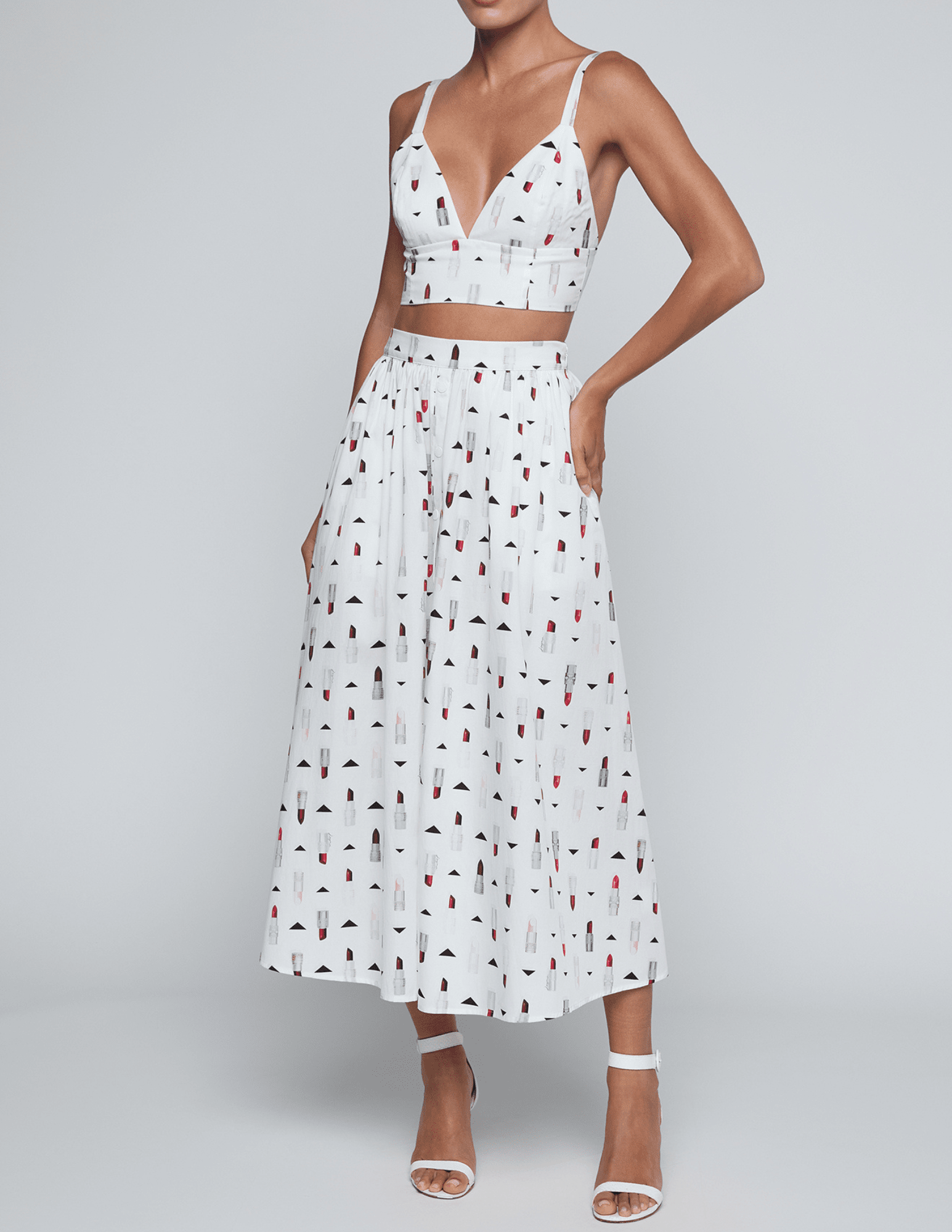 L'Agence - PRE-ORDER-L’AGENCE Kaori Bralette in Ivory Multi Lipstick Geo - Buy Online