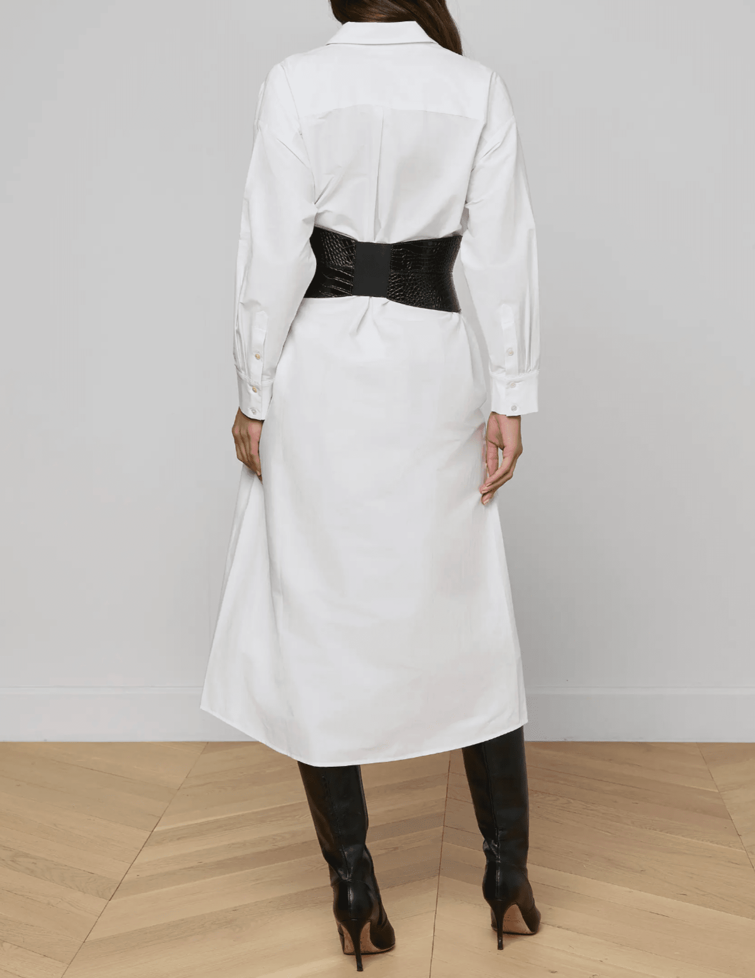 L'Agence - PRE-ORDER-L'AGENCE Ridley Poplin Shirt Dress in White - Buy Online