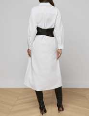 L'Agence - PRE-ORDER-L'AGENCE Ridley Poplin Shirt Dress in White - Buy Online