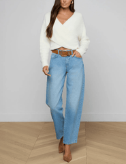 L'AGENCE Antonella Cross Front Sweater in Ivory