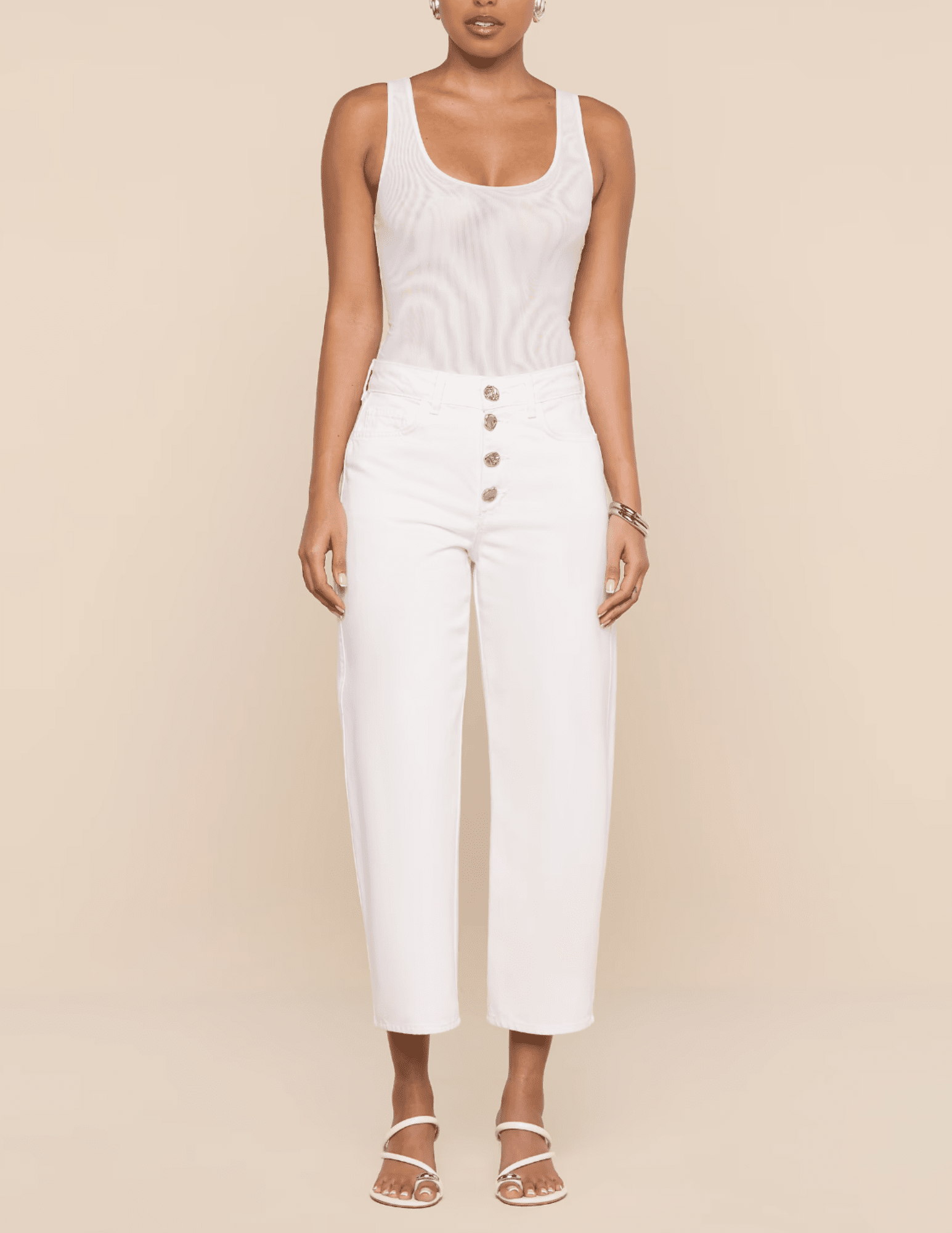 L'Agence - PRE-ORDER-L'AGENCE Kalea Scoop Neck Mesh Bodysuit in White - Buy Online