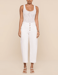 L'Agence - PRE-ORDER-L'AGENCE Kalea Scoop Neck Mesh Bodysuit in White - Buy Online