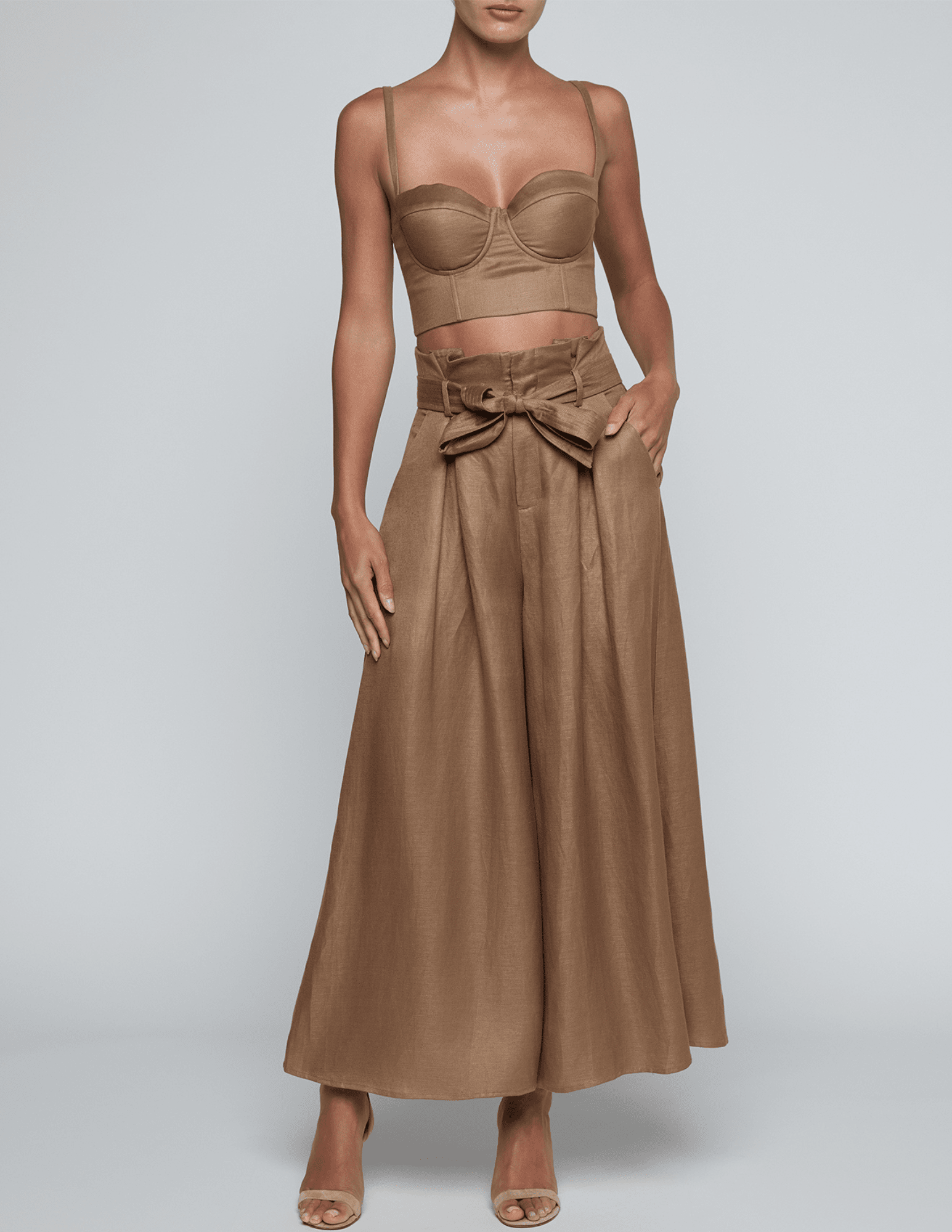 L'Agence - PRE-ORDER-L'AGENCE Sonya Linen Bustier in Barley - Buy Online