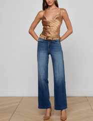 L'AGENCE Calista Cowl Neck Cami in Multi Allover Horse Bit