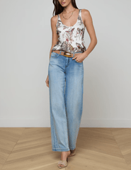 L'Agence - L'AGENCE Eddie Bias-Cut Tank in White Multi Small Butterfly Jungle - Buy Online
