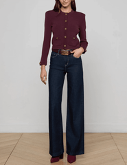 L'Agence - L'AGENCE Patsy Cropped Cardigan in Malbec - Buy Online