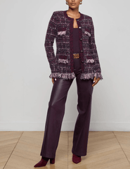 PRE-ORDER-L'AGENCE Kastoria Fringe Cardigan in Black Dark Malbec Midnight