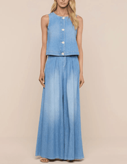 L'AGENCE Foster Sleeveless Denim Top in Seattle