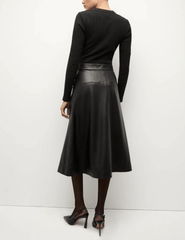 Veronica Beard Louise Vegan Leather Midi Skirt