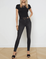 L'Agence - L'AGENCE Marguerite High Rise Skinny Jeans in Dark Graphite - Buy Online