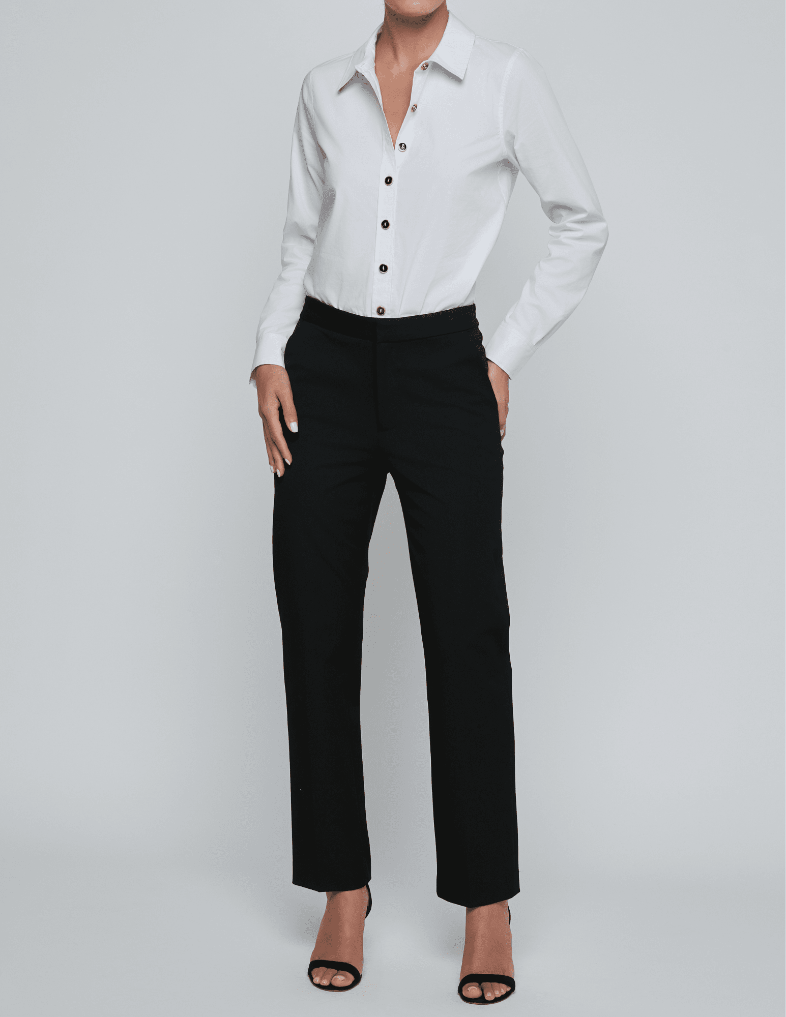 L'Agence - L'AGENCE Blake Poplin Long Sleeve Bodysuit in White - Buy Online