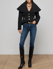 L'Agence - PRE-ORDER-L'AGENCE Pippa High Collar Blazer Coat in Black - Buy Online