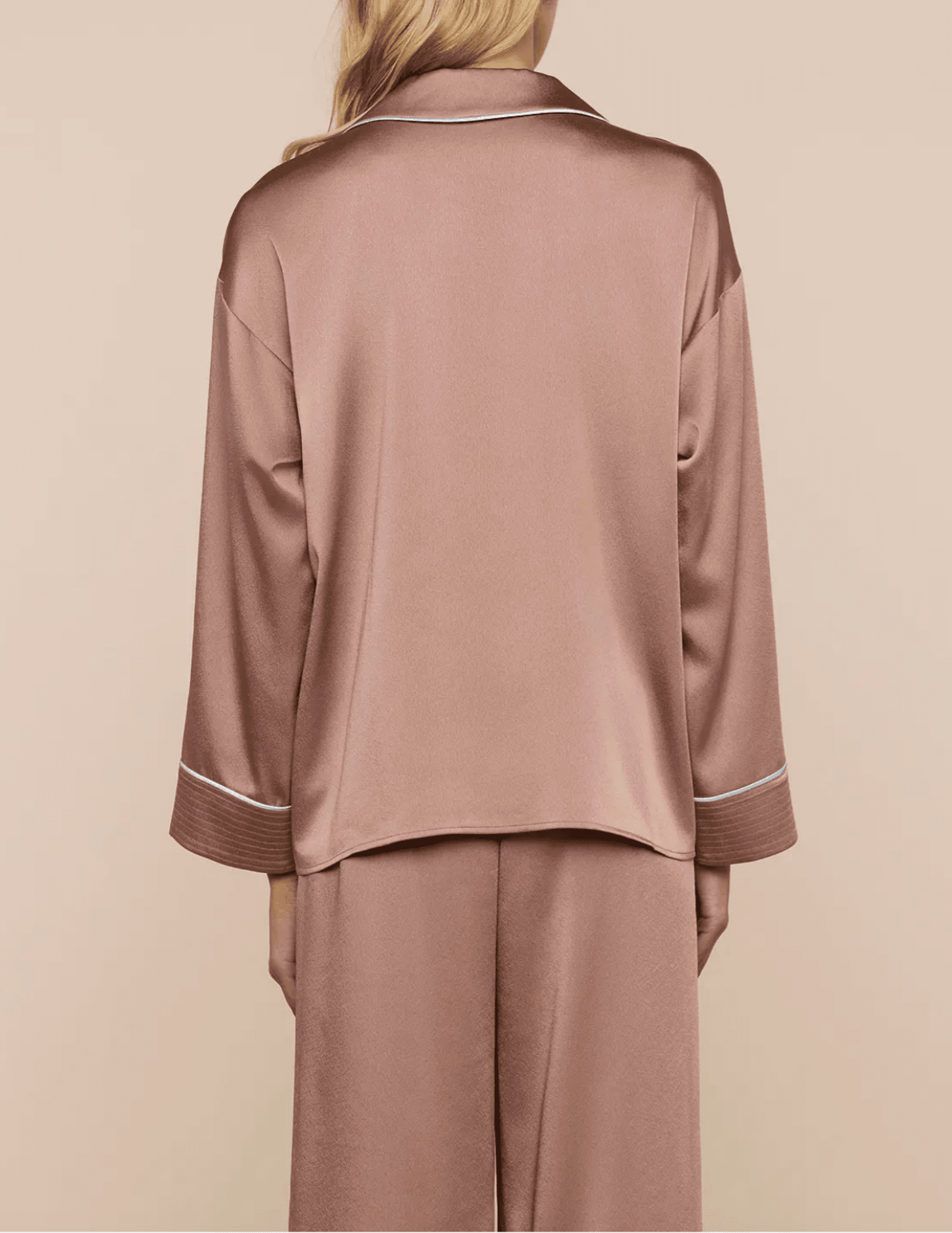 L'Agence - PRE-ORDER-L'AGENCE Mara Satin Blouse in Mocha Tan - Buy Online