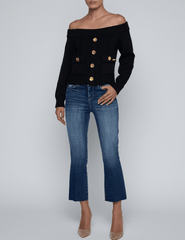 PRE-ORDER-L'AGENCE Teri Off Shoulder Cargo Sweater in Black Gold