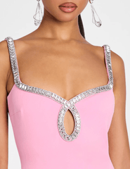 Retrofête - PRE-ORDER-Retrofête Talitha Embellished Mini Dress in Flamingo - Buy Online