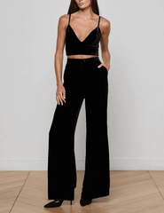 L'AGENCE Aislin Velvet Bralette Top in Black