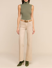 PRE-ORDER-L'AGENCE Ceci Sleeveless Button Turtleneck Tank in Ash Olive