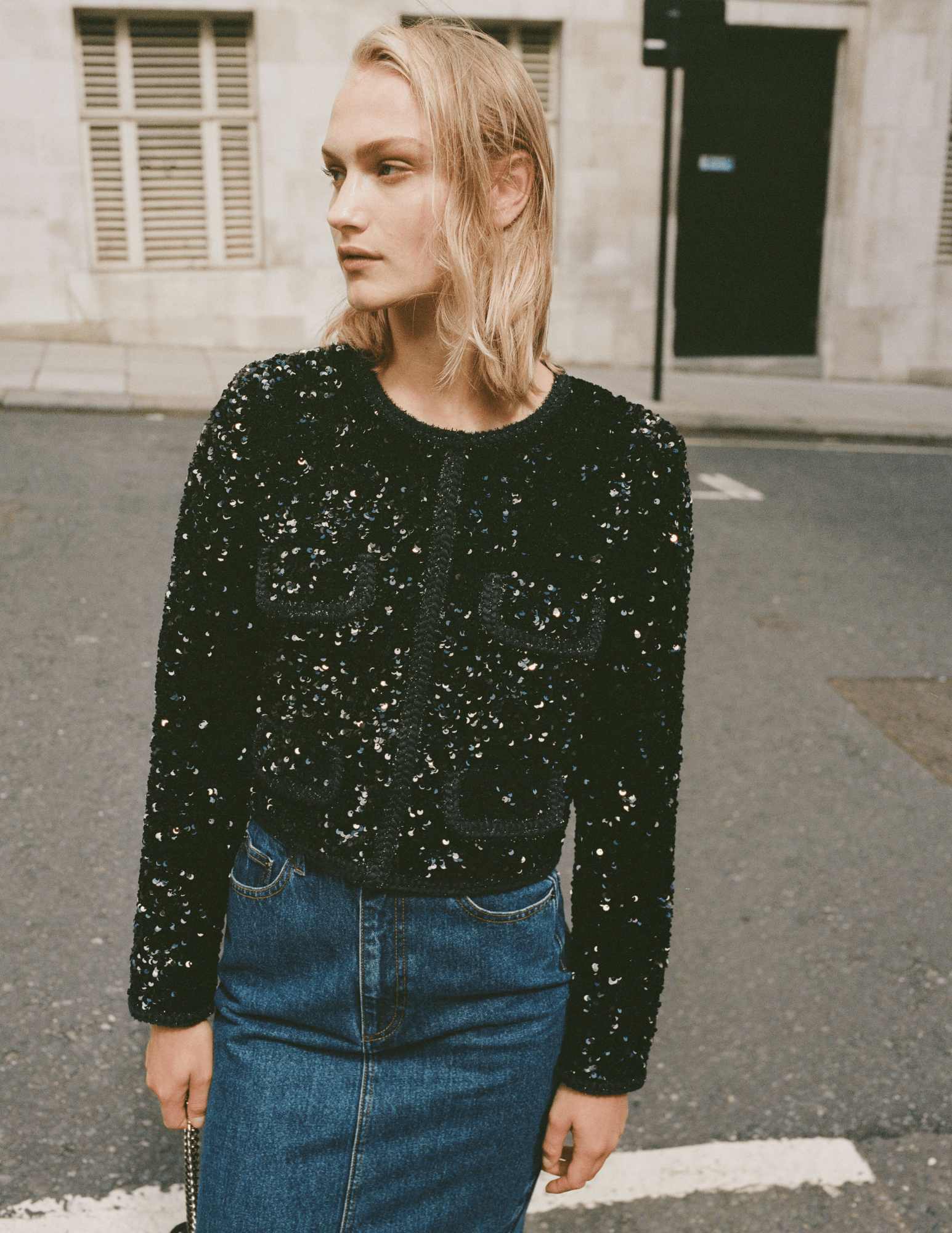 Women's Sequined Cropped Top by Self Portrait