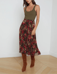 L'Agence Fernanda Pleated Midi Skirt