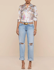 L'Agence - PRE-ORDER-L'AGENCE Dani Three Quarter Sleeve Blouse in Multi Baroque Toile - Buy Online