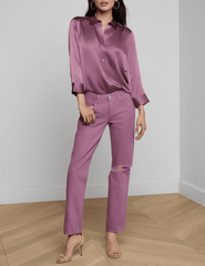 L'Agence - L'AGENCE Nevia Low Rise Slouch Jeans  in Dusty Orchid Destruct - Buy Online