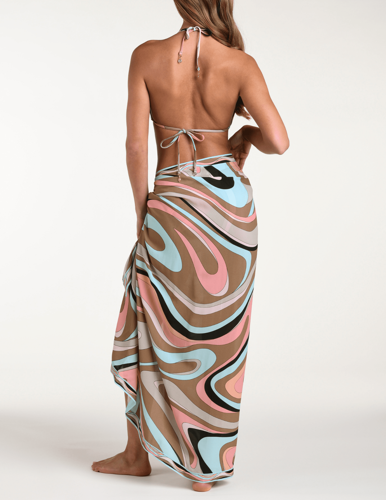 L'Agence - PRE-ORDER-L'AGENCE Maribel Cover-Up Pareo in Multi Abstract Swirl - Buy Online