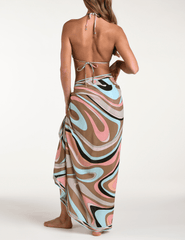L'Agence - PRE-ORDER-L'AGENCE Maribel Cover-Up Pareo in Multi Abstract Swirl - Buy Online