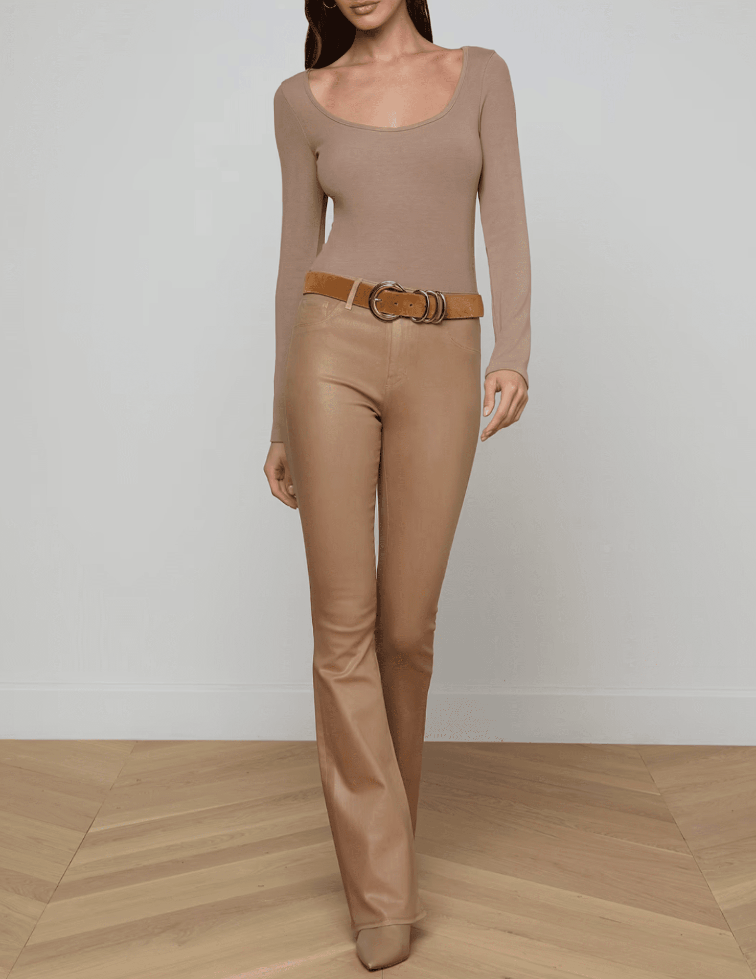 L'Agence - L'AGENCE Vanya Scoop Neck Long Sleeve Top in Portabella - Buy Online