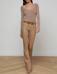 L'Agence - L'AGENCE Vanya Scoop Neck Long Sleeve Top in Portabella - Buy Online