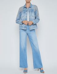 PRE-ORDER-L'Agence Mack Embellished Oversized Denim Jacket