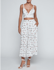 L'Agence - PRE-ORDER-L'AGENCE Seina Poplin Midi Skirt in Ivory Multi Lipstick Geo - Buy Online