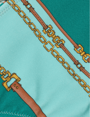 PRE-ORDER-L'AGENCE Jean High Leg Bikini Bottom in Light Sage Belt Stripe