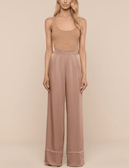 L'Agence - PRE-ORDER-L'AGENCE Tavia Satin Trouser in Mocha Tan - Buy Online
